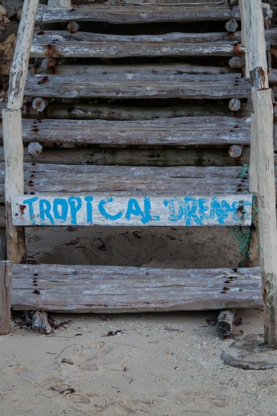 Blue sign at Vilanculos Beach