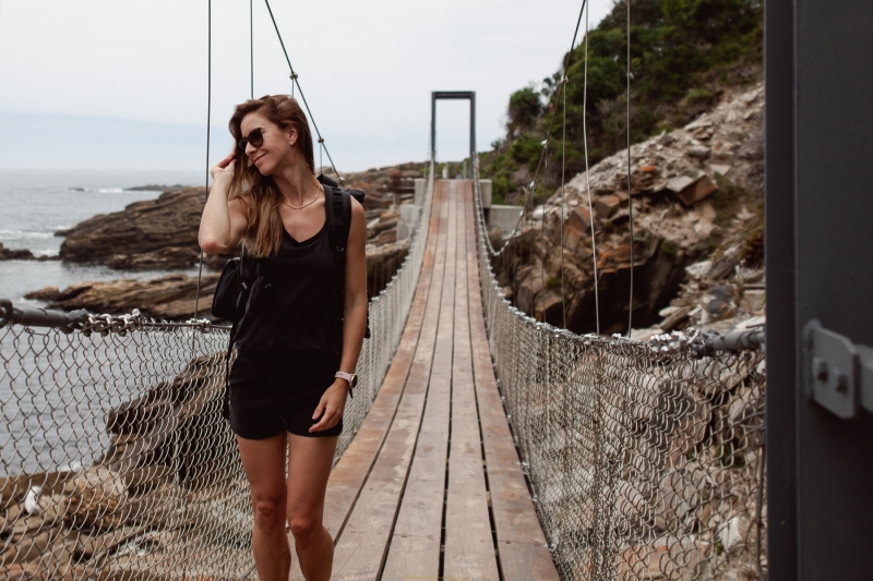 Standing on one of the suspension bridges at Storms River as we begin our Garden Route adventure